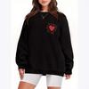 European & American Heart Print Round Neck Long Sleeve Women's Casual Velvet Hoodie - Loose Fit, Trendsetter Style.