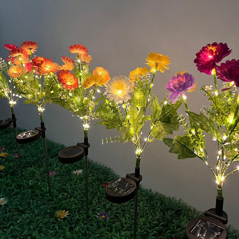 Solar LED Lights Snow Lotus Flower Lawn Lamp IP65 Outdoor Waterproof for Yard Patio Garden Decoration Flower Holiday Party Lamp