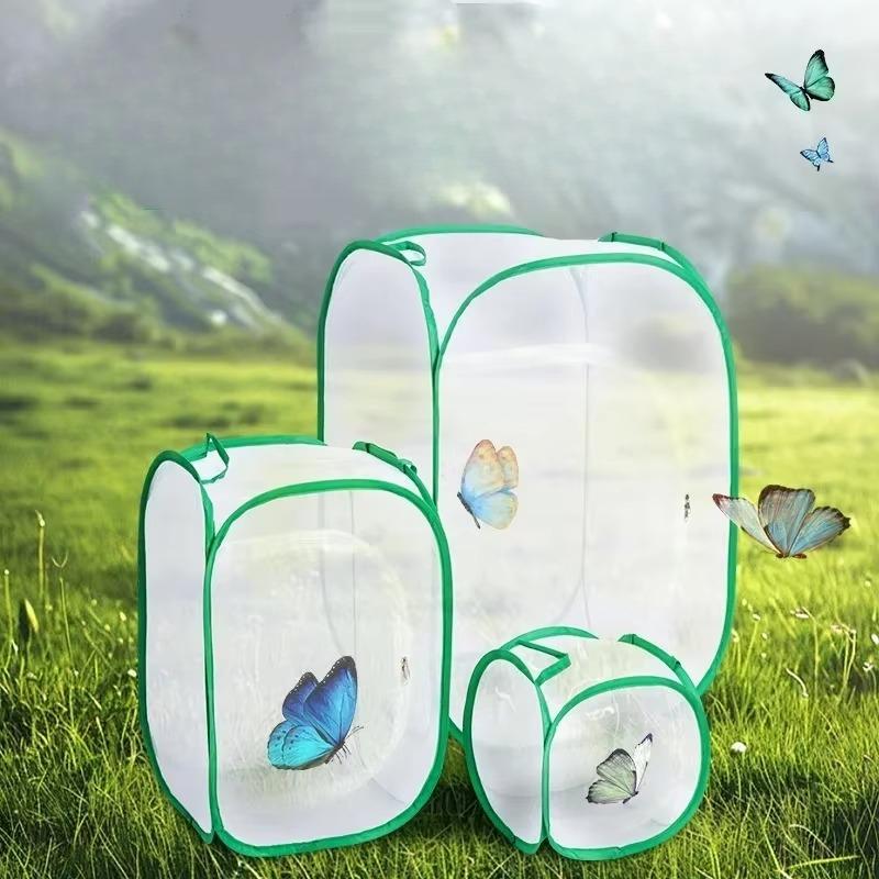Gabbia per insetti pieghevole Habitat per farfalle Gabbia per insetti Gabbie a rete Gabbie pop-up pieghevoli Serra per piante Scatola Rete Tessuto Gabbie con sportello
