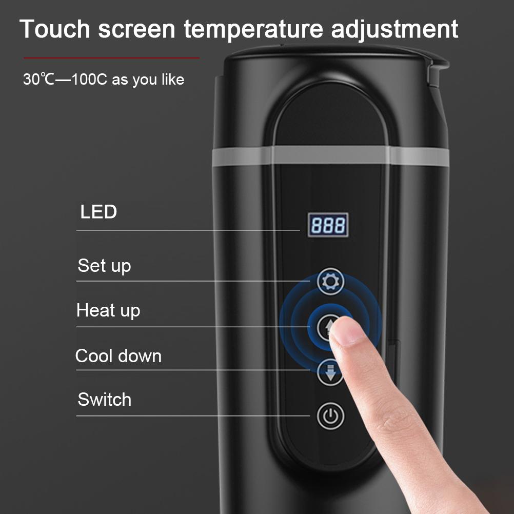 12V24V Auto Reise Wasserkocher Auto Heizbecher mit Auslaufsicherem Deckel Tragbarer Kaffee Reisebecher