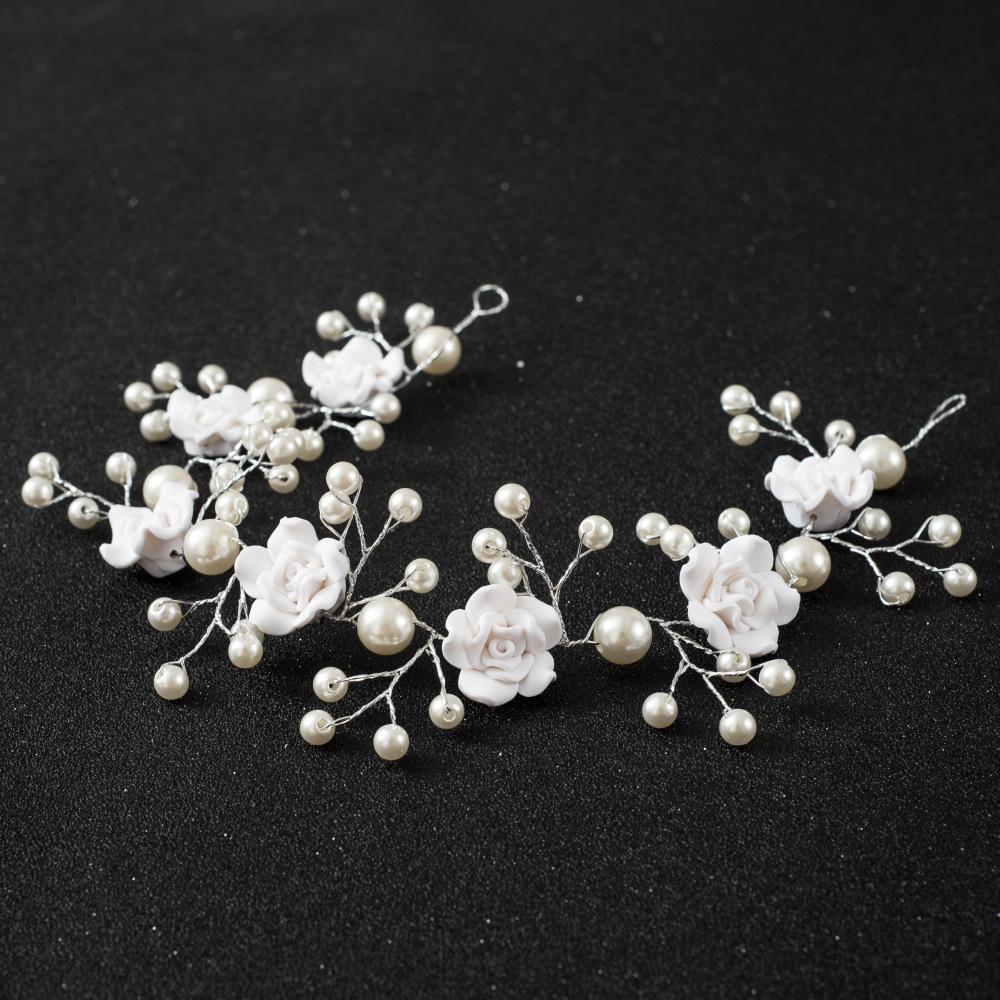 Pearls Headbands for Women Girls Bride Wedding Hairbands White Flower Tiaras and Crowns Korean Fashion Headdress Hair Jewelry