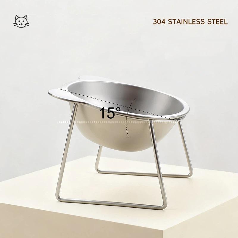 Stainless Steel Elevated Pet Bowl Set - Adjustable Neck-Health Feeding Stand with Non-Slip Base for Cats & Dogs (Food & Water Bowl Included)
