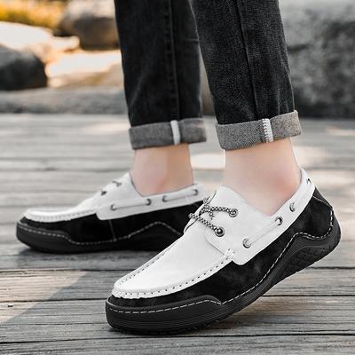 Herenschoenen, Lente Casual Retro Leren Schoenen, Heren Veelzijdig, Heren Trendy Kleurblokkerende Bonenschoenen