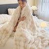 Luxury Fluffy Warm Faux Rabbit Fur Blanket Winter Thickened Double Layer Plush Blankets Solid Soft Throw Blanket for Sofa Bed