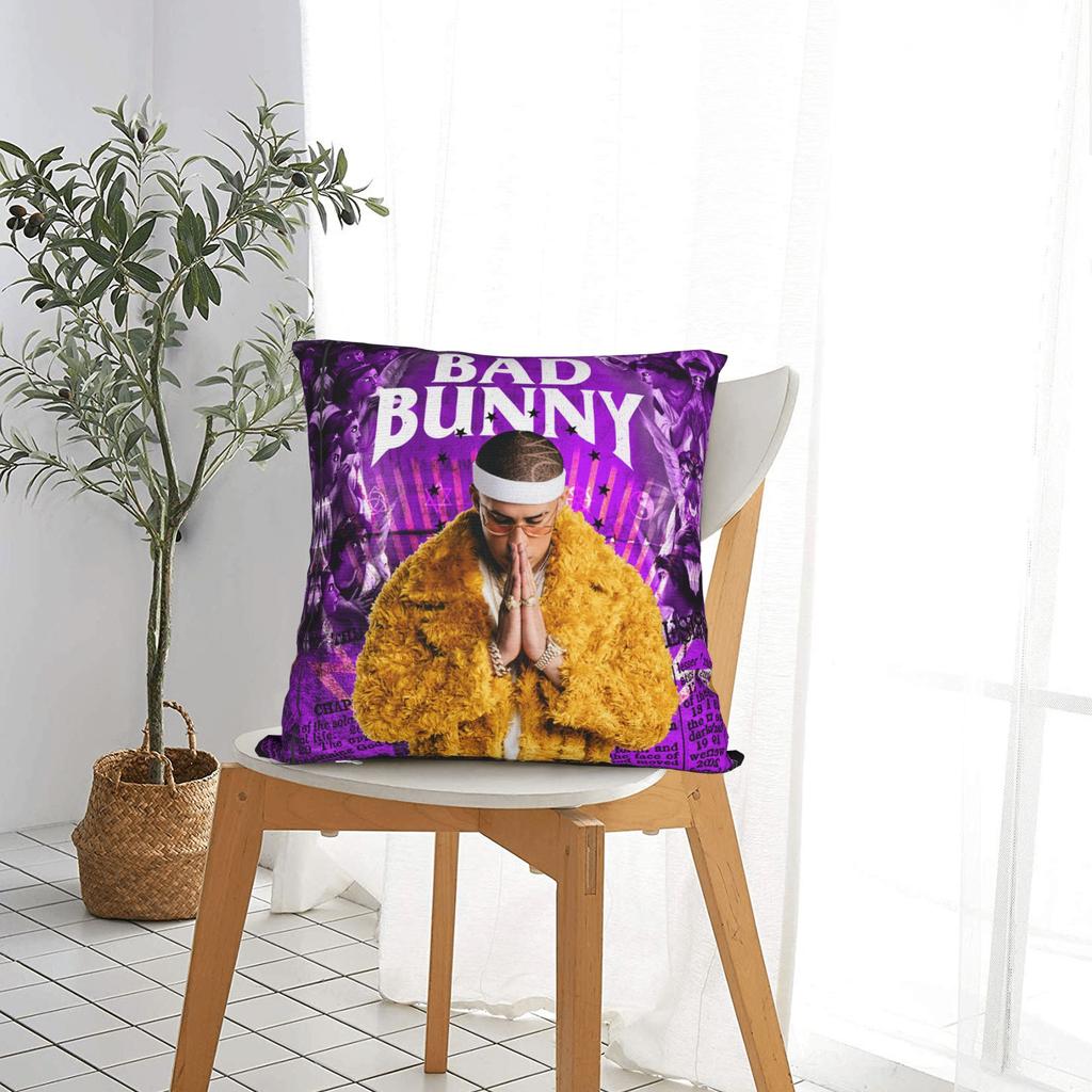 Bad World Tour Music Square Pillowcases Polyester Seat Bunny Cushion Case Cute Decorative Pillowcase 45*45