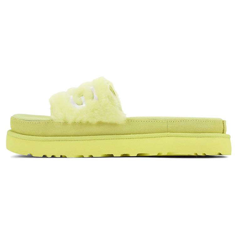 UGG Laton Fur Slide Yellow Slippers Women's 1111236-MRT