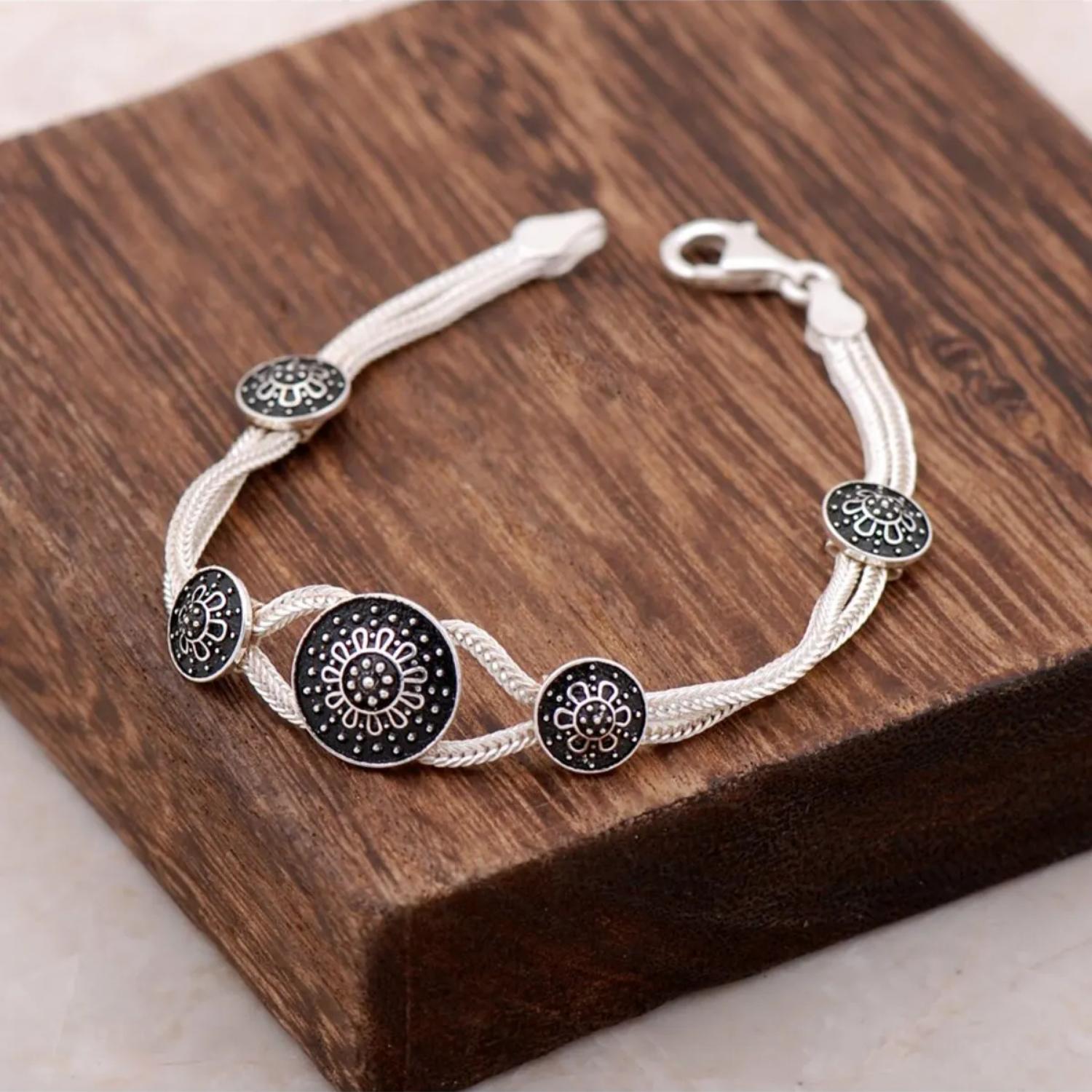 

Плетеный серебряный браслет ручной работы Midyat с хеттским мотивом