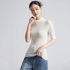 Fengxun Women's Silk Blend Stand Collar Mid-Sleeve Knit Top