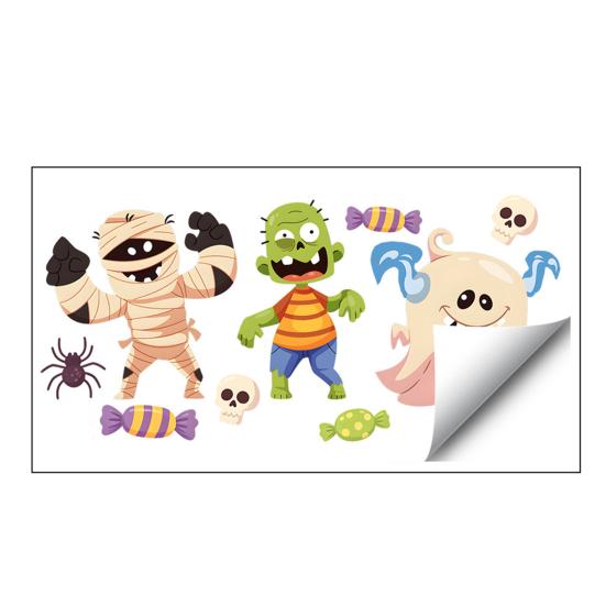 Indoor Outdoor Festive Supplies Halloween Static Window Clings, Cartoon Ghost Pumpkin Witch Monsters Decals, Waterproof Decorative Decals
