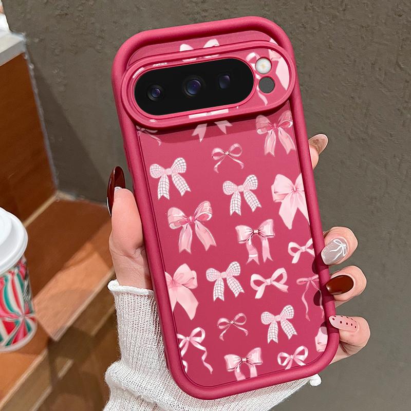 Per Google Pixel 9 Pro XL 8A 8 Pro 7A Custodia Guscio Stampa Fiori Fiocco TPU Antiurto Opaco Silicone Morbido Protezione Obiettivo Cover Telefono