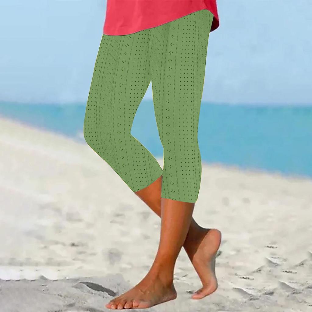 Women’s -Colored Simpled - Lock Bottoming Yoga Pants, Wearable As Outer Cropped Trousers