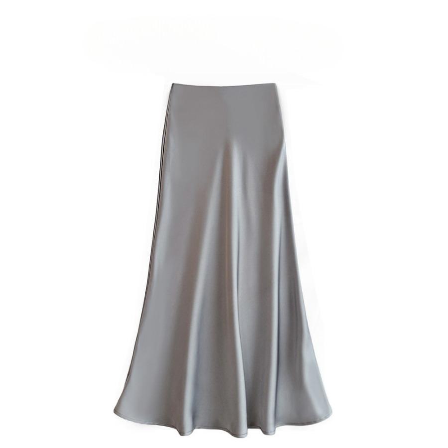 High-waisted, Slimming, Mid-length Satin and Acetate Smooth Skirt, Spring and Summer New Style Body-hugging Fishtail A-line Long Dress