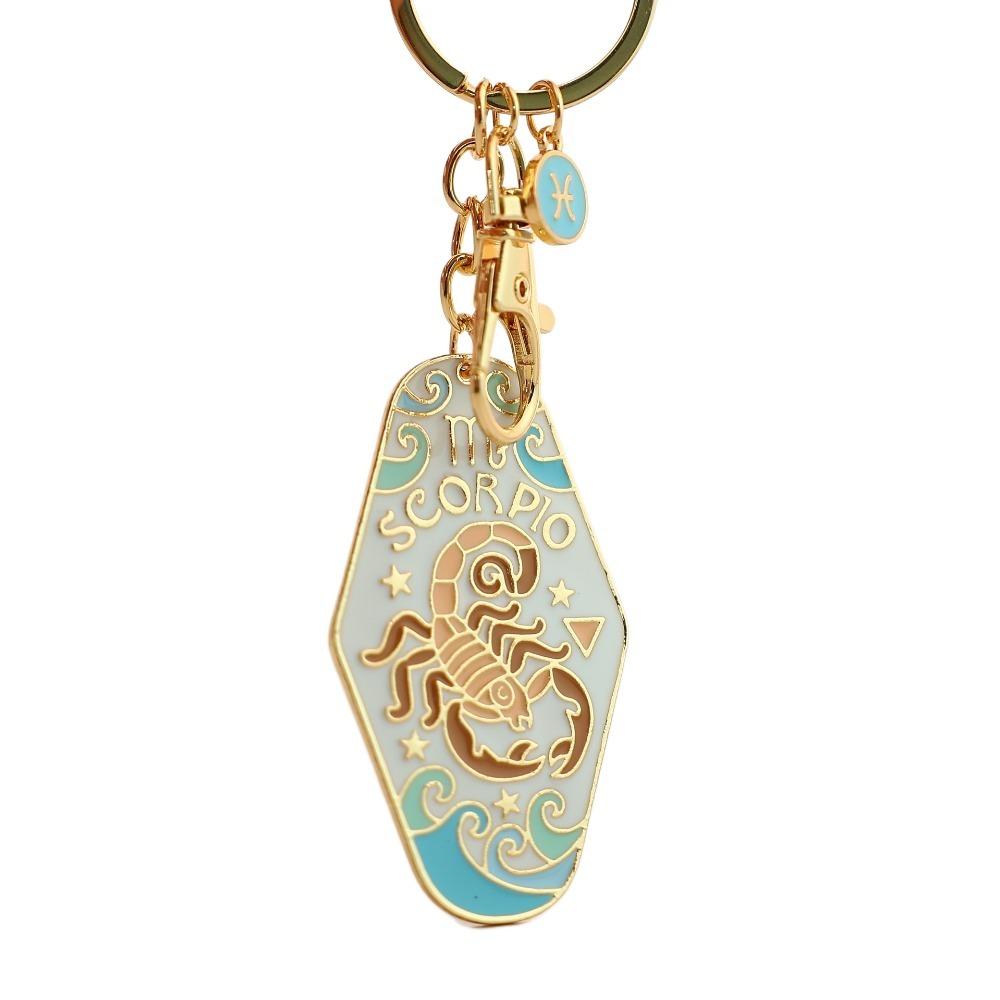 Lion Constellation Metal Pendant Capricorn Car Keyring 12 Constellation Keychain  Kids Girls