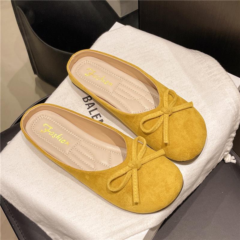 French bow bag head half slippers female summer wear 2025 new gentle fairy with skirt Mary Jane single shoes
