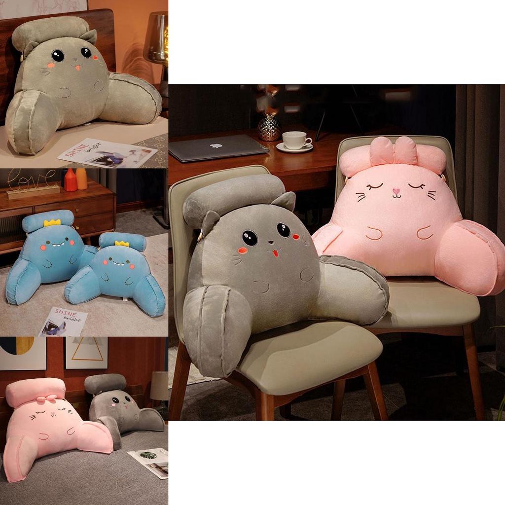 Soft Plush Dinosaur Backrest Cushion With Arms Bedside Pillow Gift