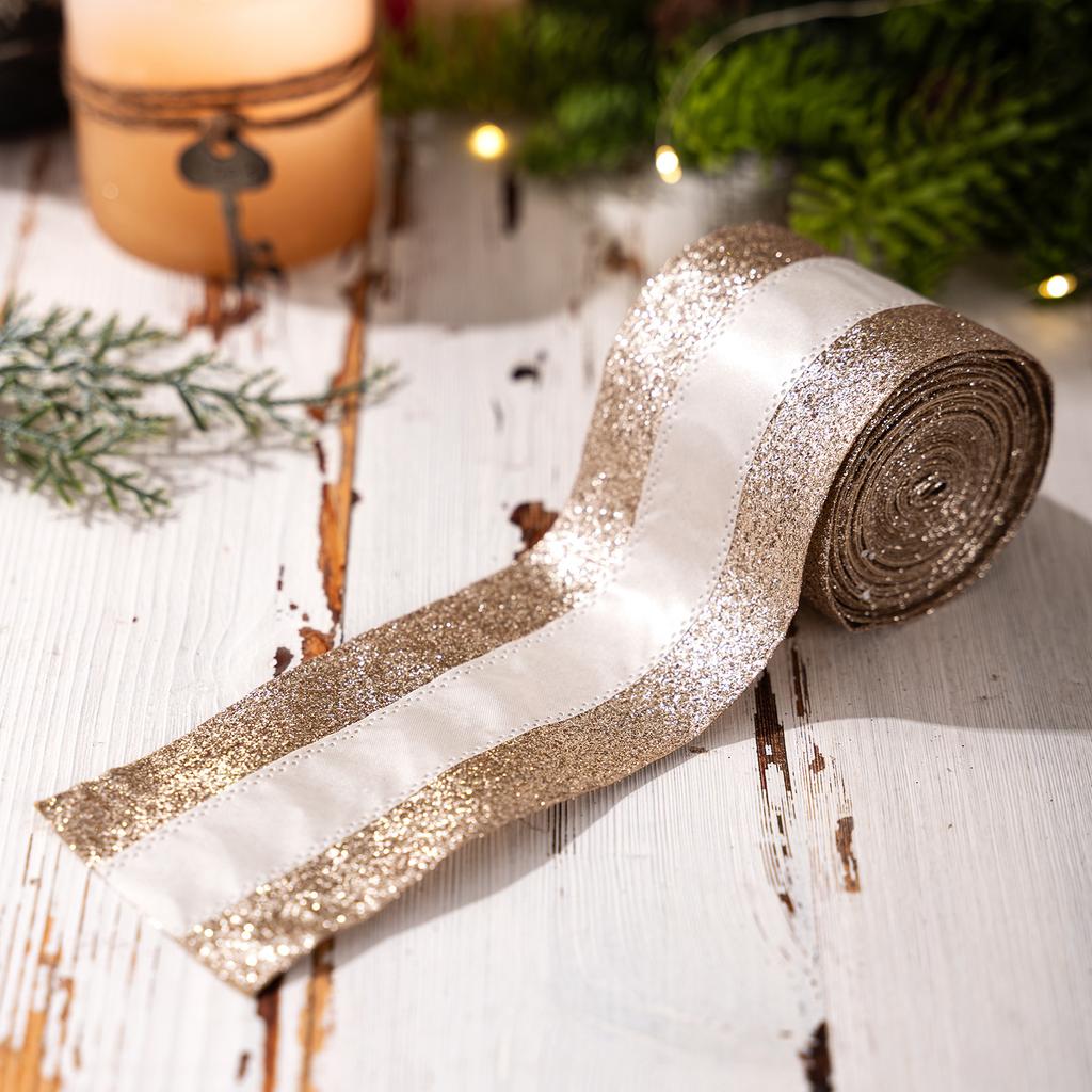 5m Christmas Decorations High-end European-style Ribbon Gold Ribbon Atmosphere Layout Decoration Mesh Ribbon