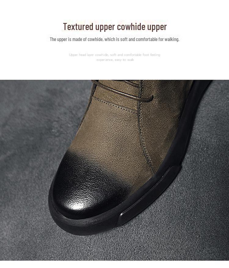 2024 Herren Große Outdoor High-Top Leder Martin Stiefel - Herbst Koreanischer Retro Chelsea Stil