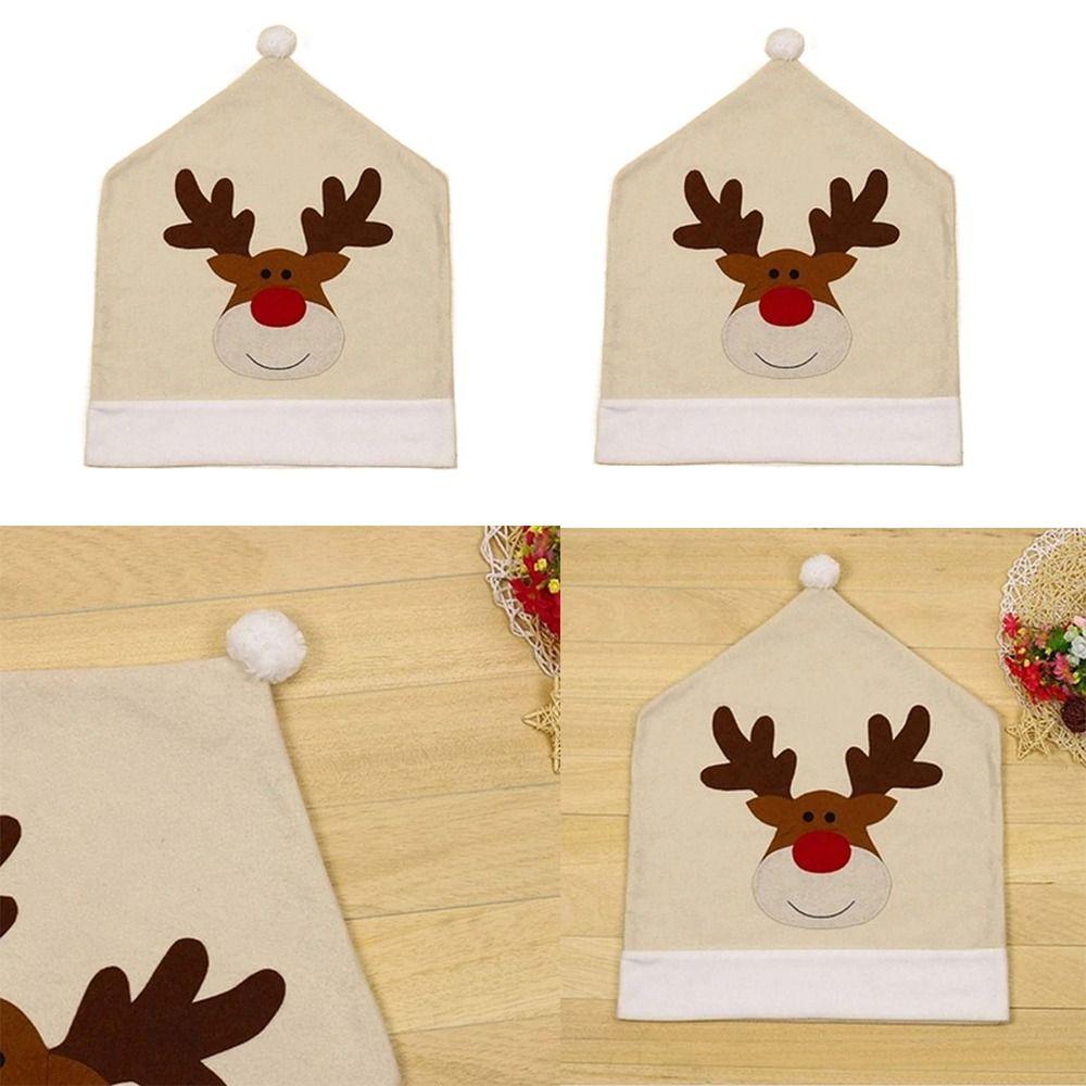 Dining Chair Cover Xmas Chair Cover Embroid Elk Chair Back Covers  Christmas Decorative