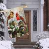 1pc, Welcome Merry Christmas Garden Flag, Red Bishop Red Bird Holly Branch Snow, Outdoor House Flag, Used For Party Home Christmas Decoration,Double S