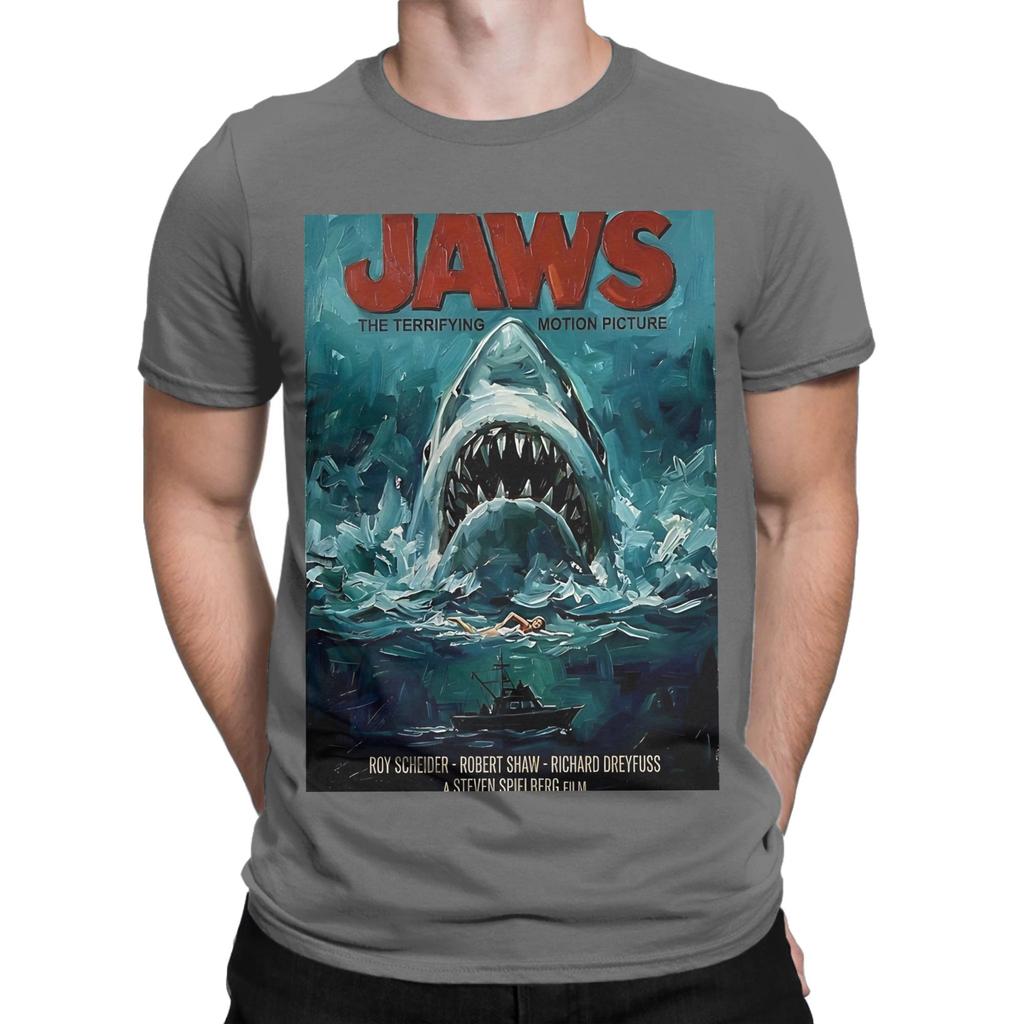 The Deep Blue Jaws Great White Impasto Movie Poster Tribute Funny Graphic 100 Cotton Tshirt Jaws Tops Tees For Unisex