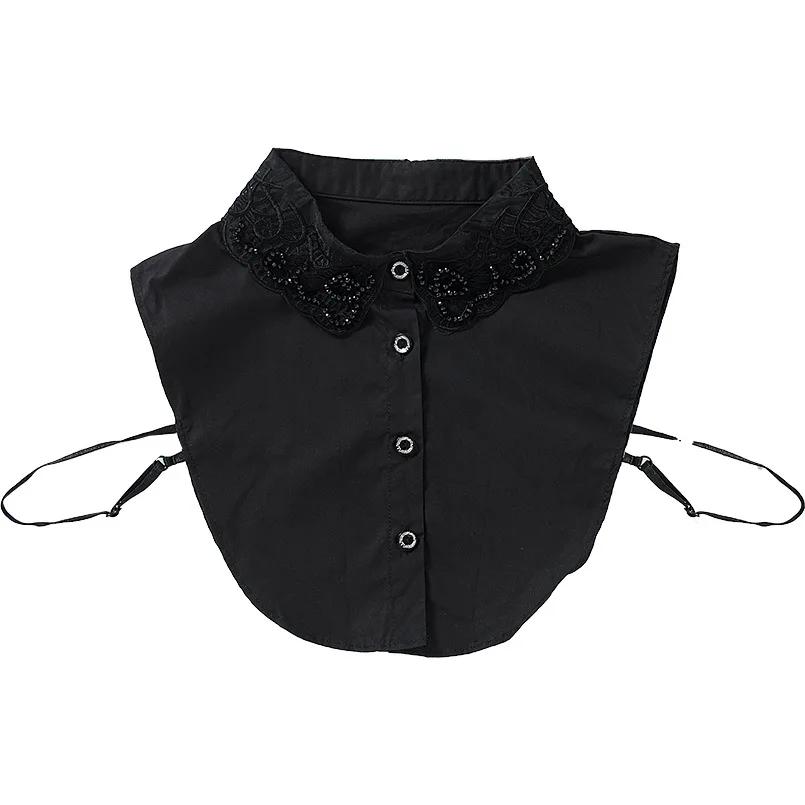 

Women Fashion Fake Collar Detachable Shirt Lapel Necklace Ladies Solid Color False Collar Blouse Top Faux Col Half-Shirt