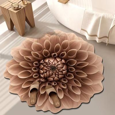 3D Flower Plush Floor Mat Washable Non-slip Area Rug Absorbent Quick Dry Living Room Bedroom Bathroom Kitchen Decoration Carpet