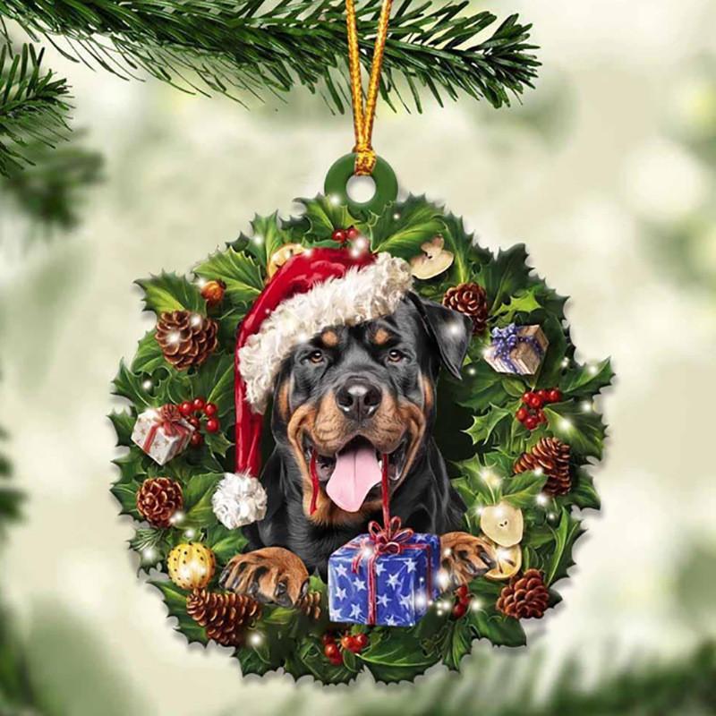 Cute Christmas Acrylic Dog Hanging Decor For Rearview Mirror And Home Spaces