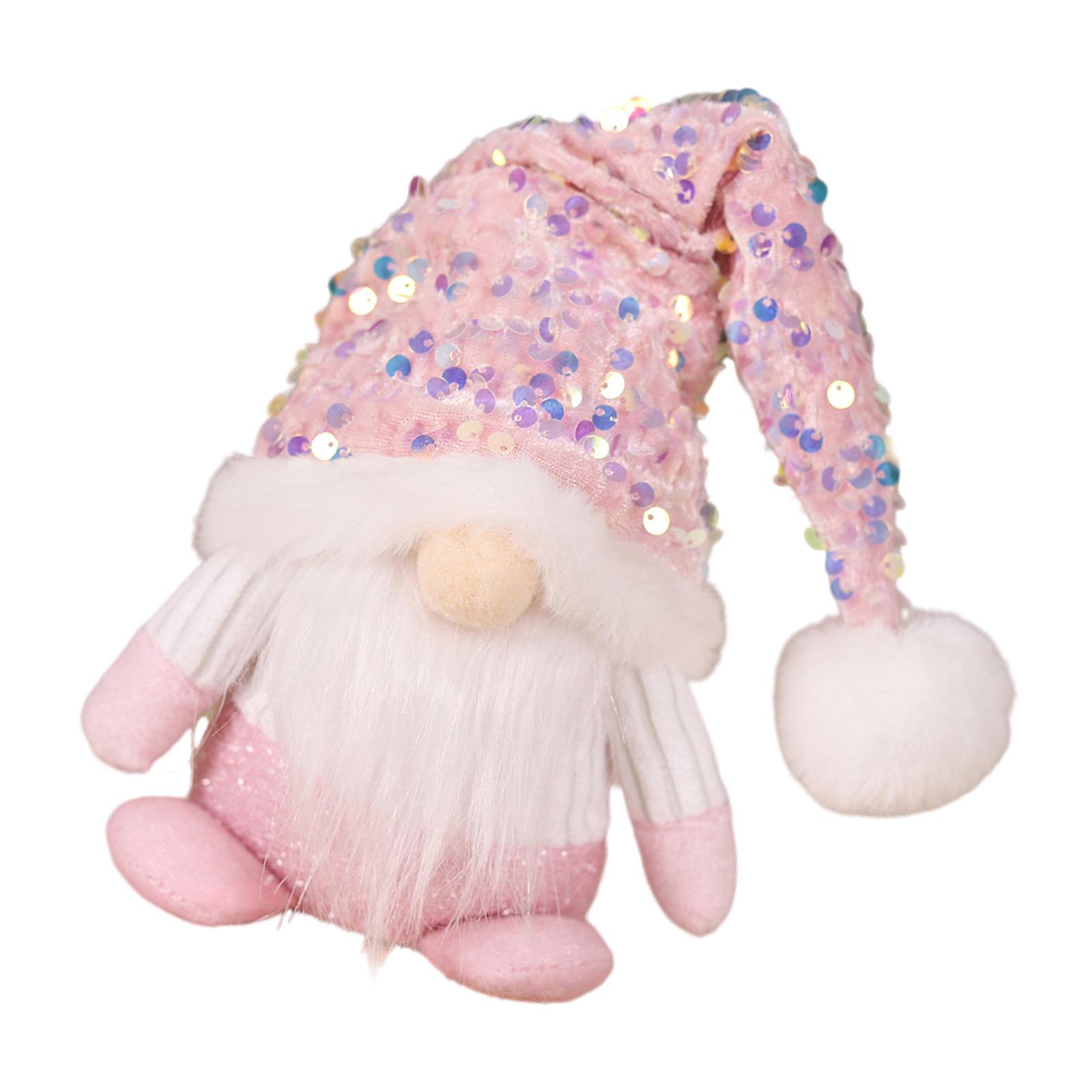 

Lovely Pink Dwarfs Toy With Color Sequined Christmas Hat/Dress Valentines Day Present Home Decoration Dwarfs Figurine 1
