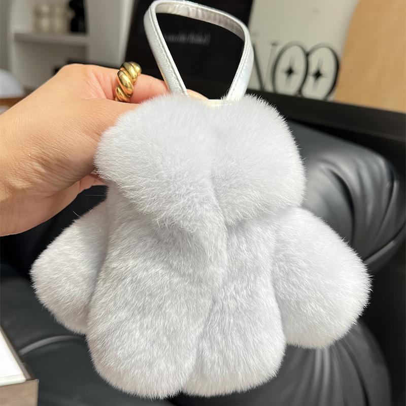 Rex Rabbit Fur Keychain Small Clothes Modeling Keychain Fur Pendant Key Chain Keychain Fluffy Keyring Gift For Women Bag Charms