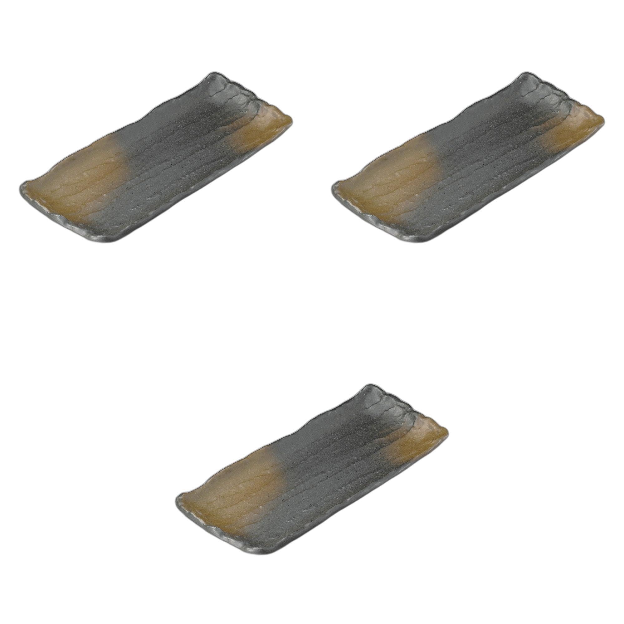 

Setomonohonpo Set of 3 Black Iga 29cm Sanma Plates x x Ceramic Long Plates (Setomonohonpo) Tea-Blown [29.5 12.7 2cm]