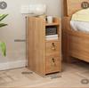Solid Wood Locking Nightstand, Compact Slim Bedside Cabinet, Modern Minimalist Storage Organizer, Narrow Gap Bedroom Furniture