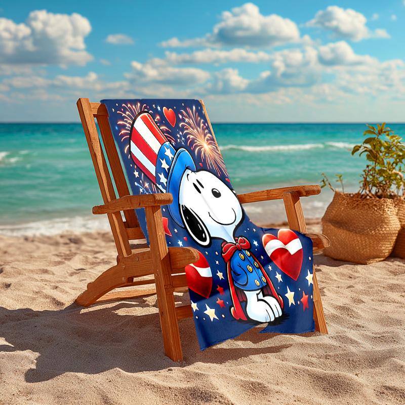 1pc Snoopy Celebrates Independence Day Cartoon Quick Dry Microfiber Bath Towel for Swimming Surfing Camping Unisex Holiday. SJT7201161