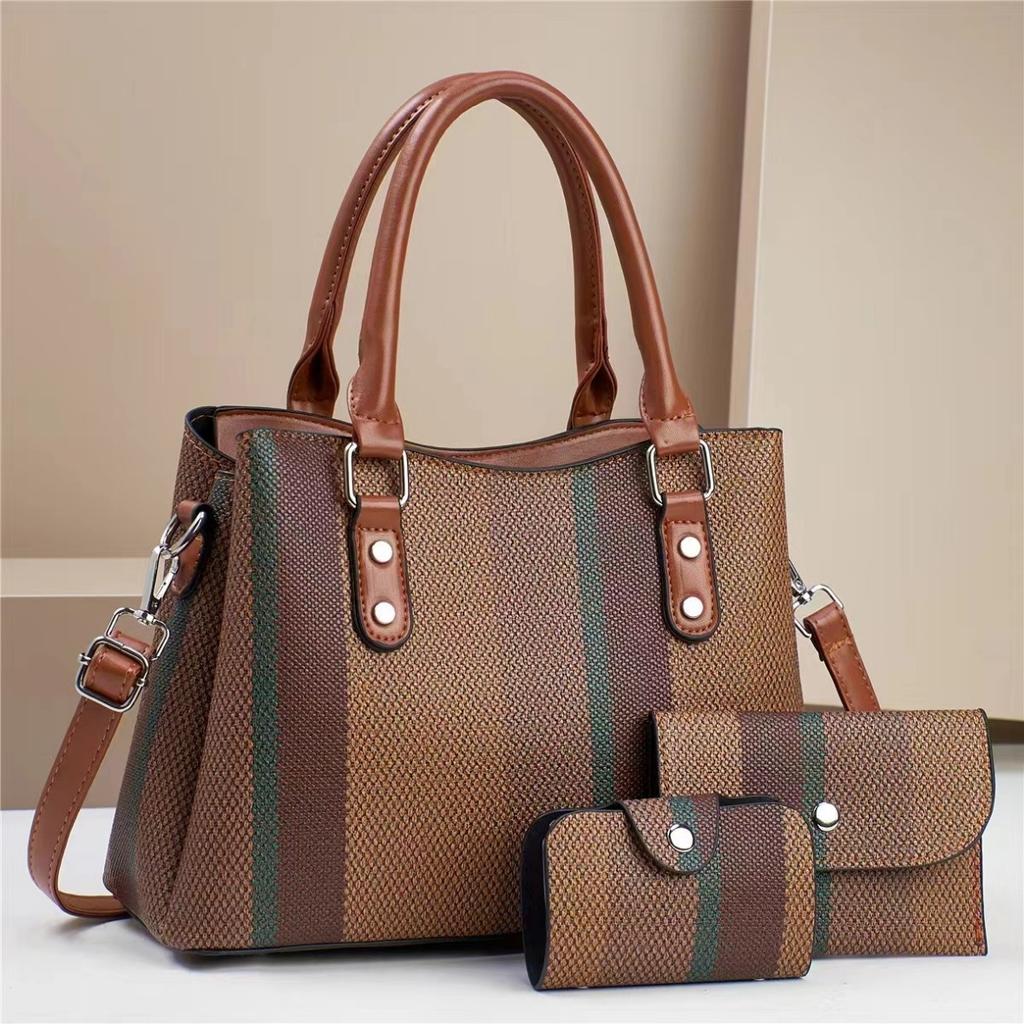 New Design Female Contrast Color Canvas Bag Style Women's Handbag Women's Atmosphere All-in-one Large Size Capacity Crossbody Bag