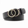 Round Belt Woman Gold Buckle Black Leather Belts for Women Jeans Fashion Ladies Waist Ceinture Femme Waistband