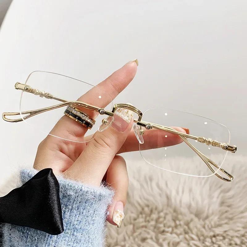 Men Women Unisex Uv400 Shades Eyewear Luxurybrand Design Sunglasses Frameless Square Frame Eyeglasses Anti Radiation Sunglalsses