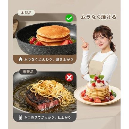 CAROTE Frying Pan Set 12 Pieces IHGas Compatible No Harmful Substances Like PFOA Professional Grade 5-Layer Structure Lightweight Detachable Handle EW