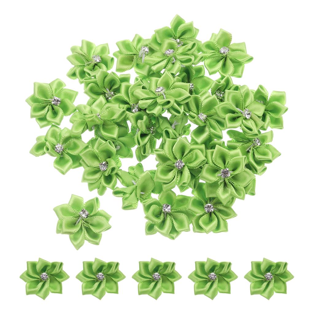 50/150 Pcs Small Ribbon Flowers Satin Ribbon Flowers Mini Fabric Flowers for Crafts DIY Wedding Ornament Appliques 1.2 Inch