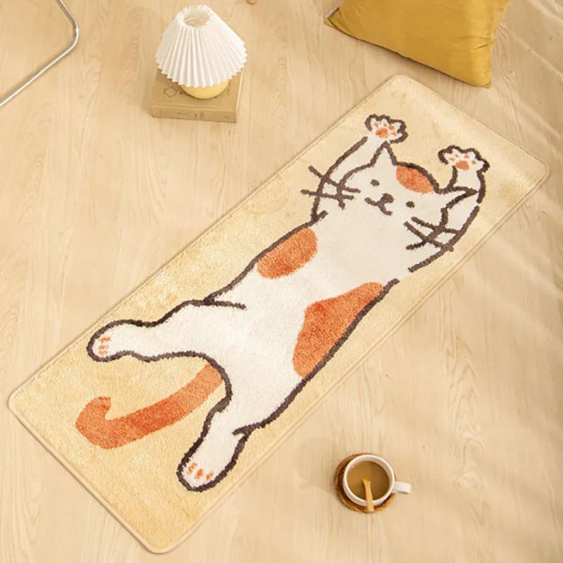 Cartoon Cat Carpet For Cooling And Keeping Warm, Long Bedside Blanket For Bedrooms, Corridor Floor Mat, Home Decoration