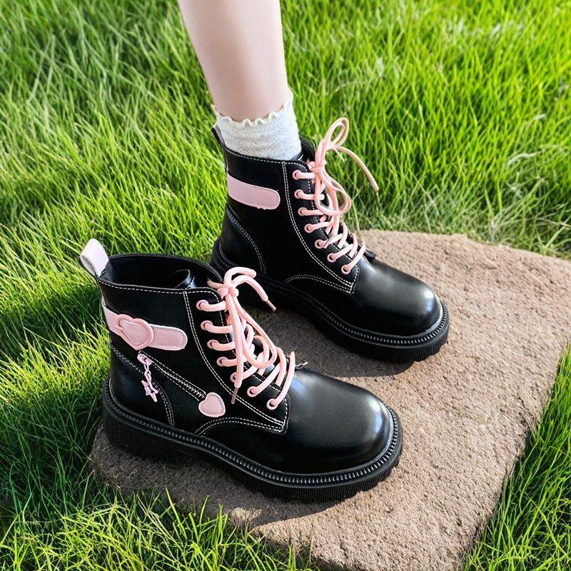 Girls bow Martin boots women's 2025 new autumn and winter student short boots versatile thick-soled heightening British single boots