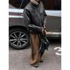 Men's Korean-Style PU Leather Houndstooth Lined Hunting Jacket - Autumn/Winter Casual Outerwear