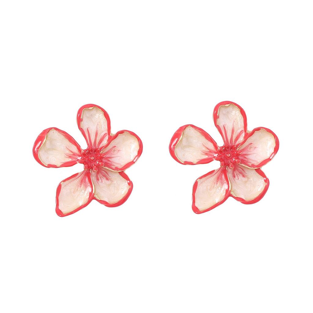 Pinkdudu Gradient Sakura Enamel Stud Earrings Sweet Floral Earrings for Women Jewelry PD1947