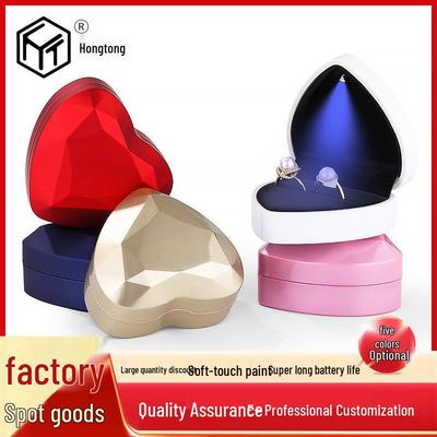 New LED Heart-Shaped Jewelry Box - Light-Up Ring Box with Spotlight for Weddings