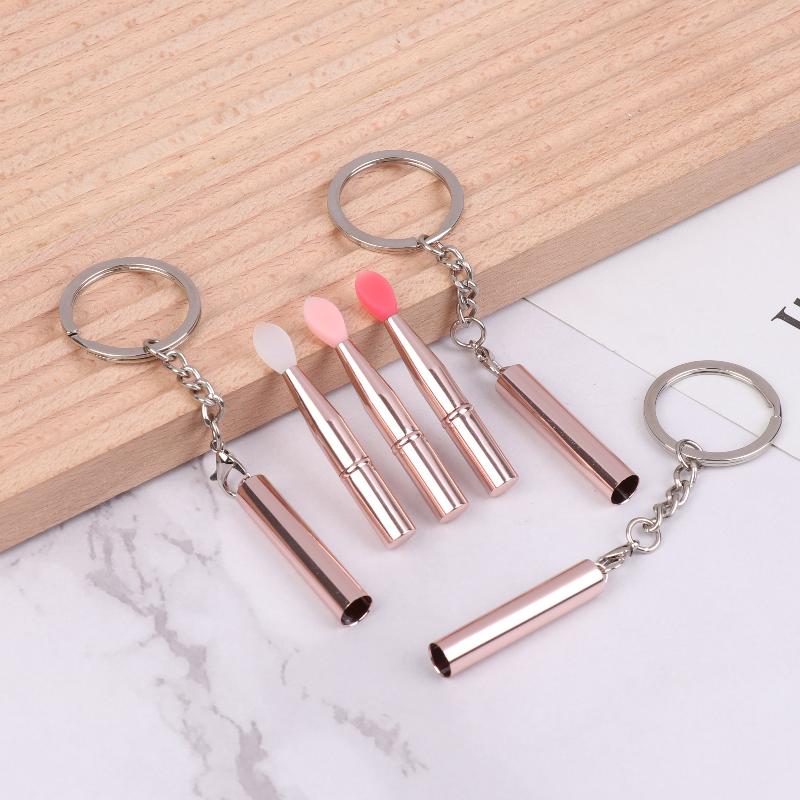 1Pcs Multifunctional Silicone Lip Brush Portable With Cover Keychain Dustproof Lipstick Lipstick Brush Eye Shadow Brush
