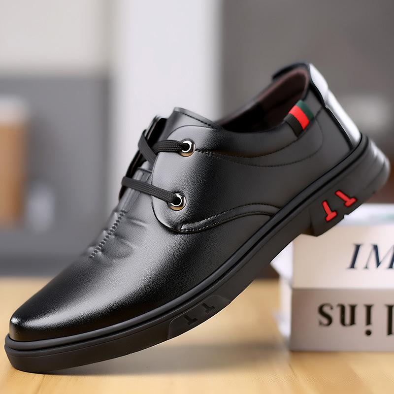 

Men s Lace-Up Flat Heel Round Head Leather Shoes Men s Business Fashion Men s Shoes Four Seasons Leather Casual Shoes 44 чёрный