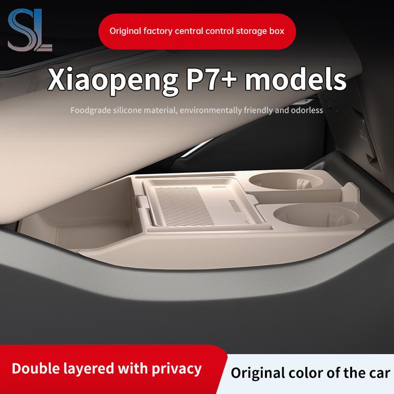 For XPENG P7 P7I P7+ 2025 2026 Storage Box Center Armrest Hidden Box Cup Holder Organizer Interior Accessories