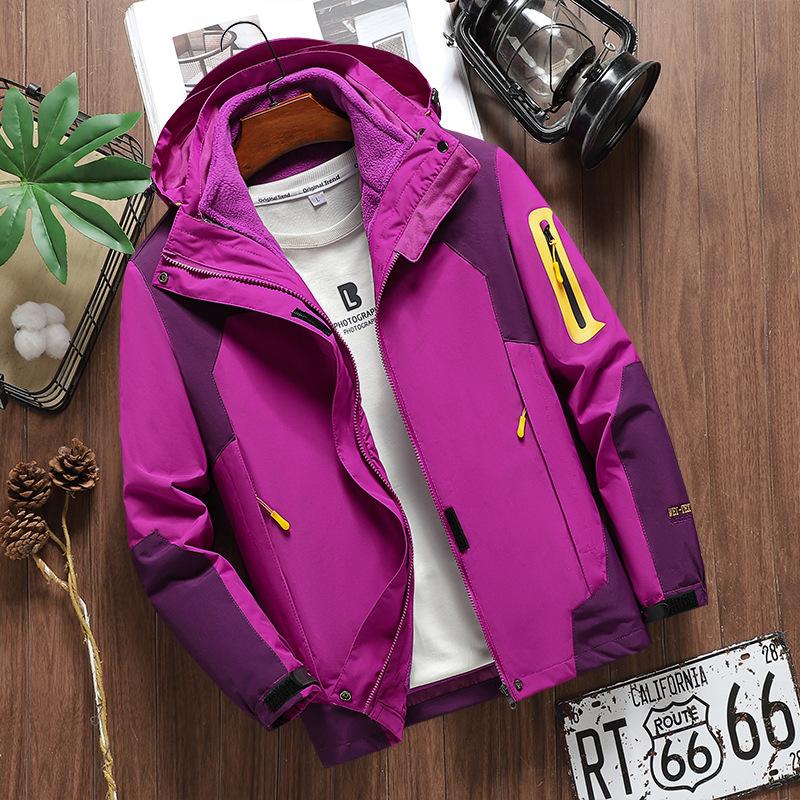 Three-in-one Thickened Fleece Jacket Casual Outdoor Sports Color Matching Jacket
