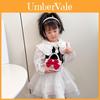 Girl Bow Pu Crossbody Bag Wallet With Pearl Handheld For Toddler Kids
