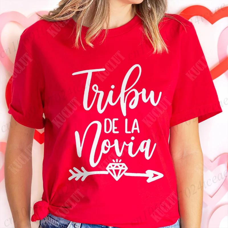 Team Bride Tribe T-Shirt Junggesellinnenparty Shirt für Spanische Brautparty Hochzeitsfeier Oberteile Brautjungfer Kurzarm T-Shirts
