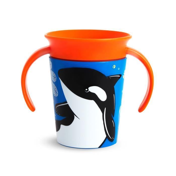 Tasse D'apprentissage Miracle 360° - MUNCHKIN - Orque - 177 Ml - Mixte - Bleu Et Orange - Plastique