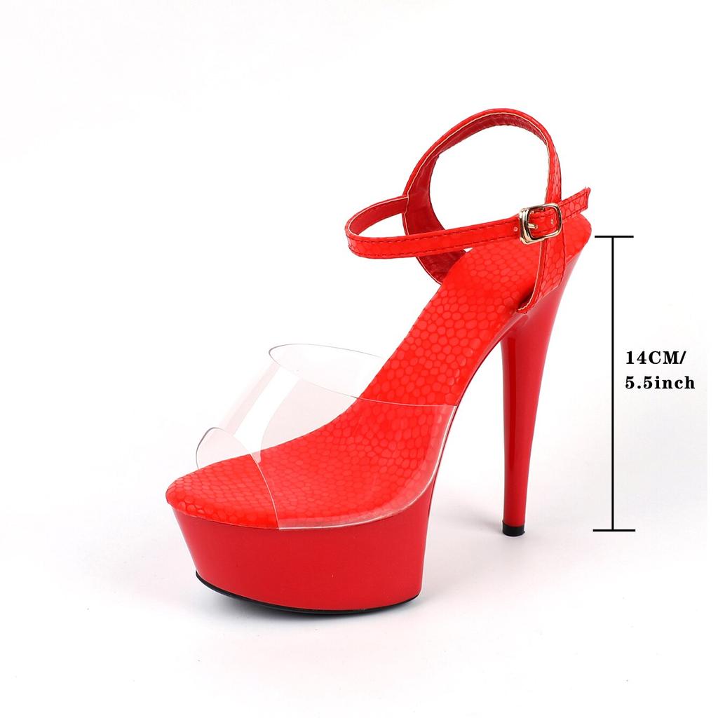 Women's Shoes Spring Clear Heels Sexy Sandals Slipper Girls Shoe for Party Club 14cm Heel 4cm Platform LFD-B3526